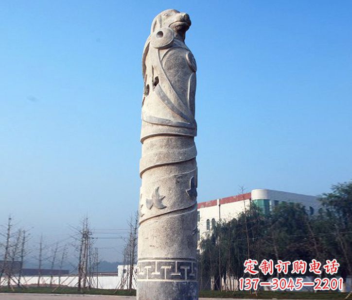 宁波12生肖石柱广场景观石雕