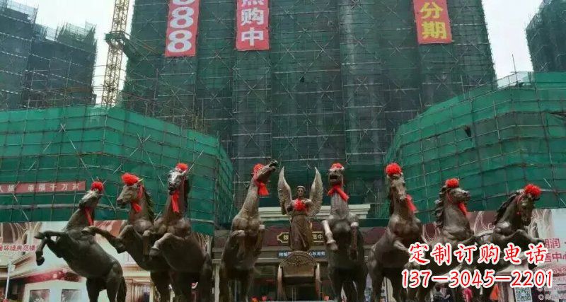 宁波阿波罗八匹马踏浪而来景观马群铜雕