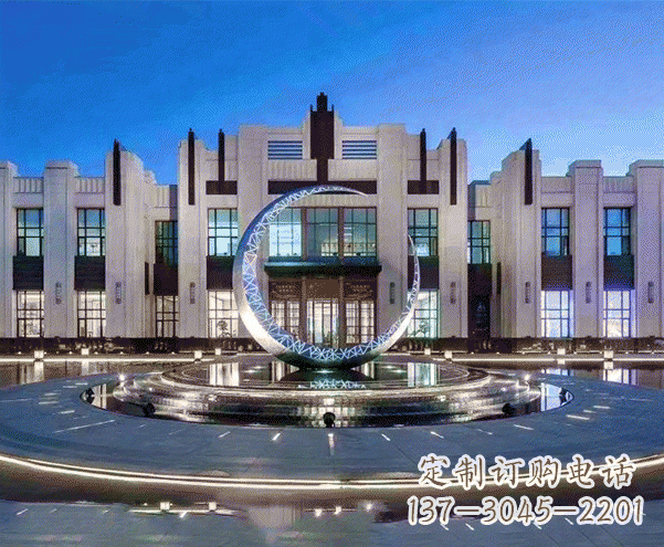 宁波城市不锈钢月亮摆件雕塑