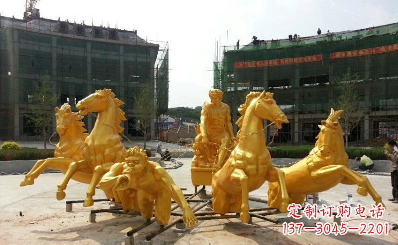 宁波阿波罗战车玻璃钢仿铜景观雕塑