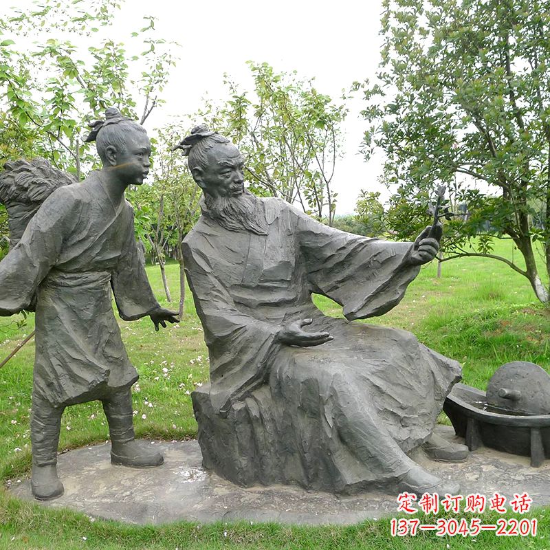 宁波八大山人情景雕塑-中国明末清初知名画家朱耷公园情景小品