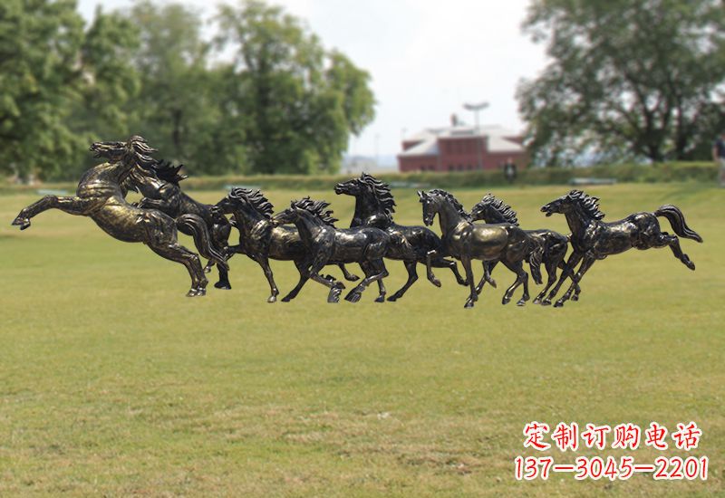 宁波八骏图八匹马群铜雕
