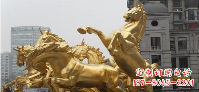 宁波八马奔腾铜雕马群
