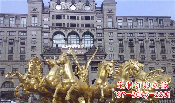 宁波八匹马阿波罗战车酒店景观铜雕