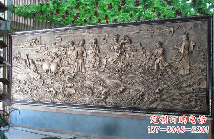 宁波八仙过海铜浮雕影壁
