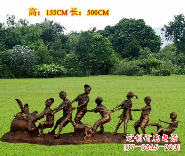 宁波拔萝卜人物铜雕1