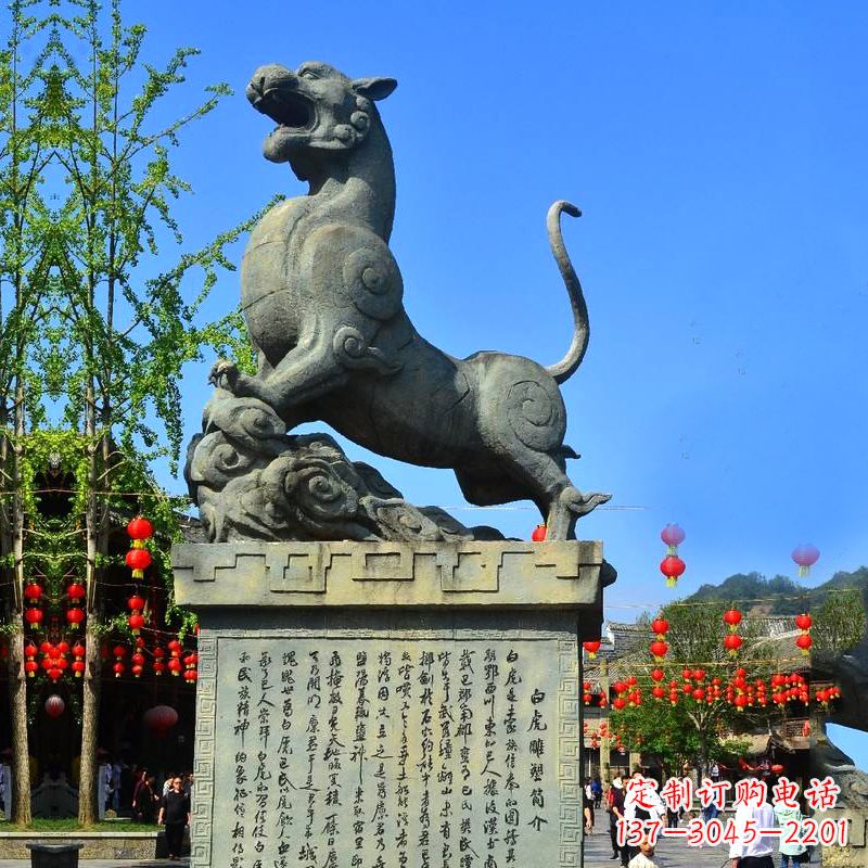 宁波白虎铜雕景观雕塑-景区园林神兽动物标识