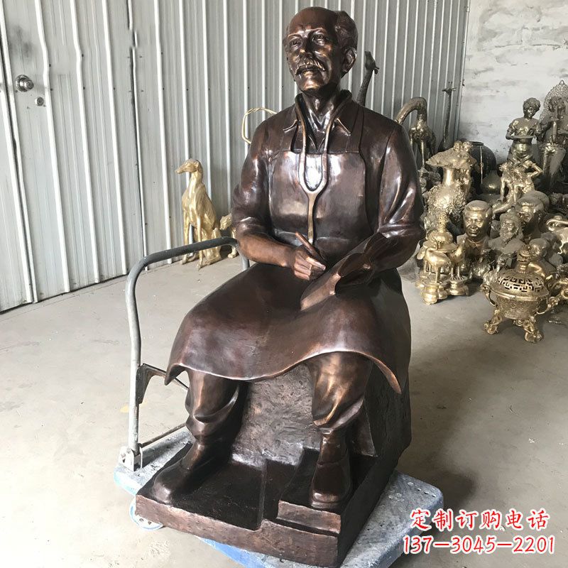 宁波白求恩坐姿纯铜雕塑