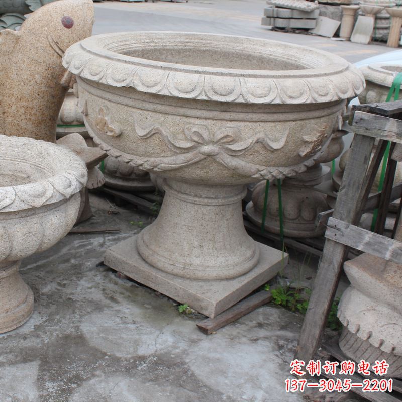宁波杯型公园石雕花盆