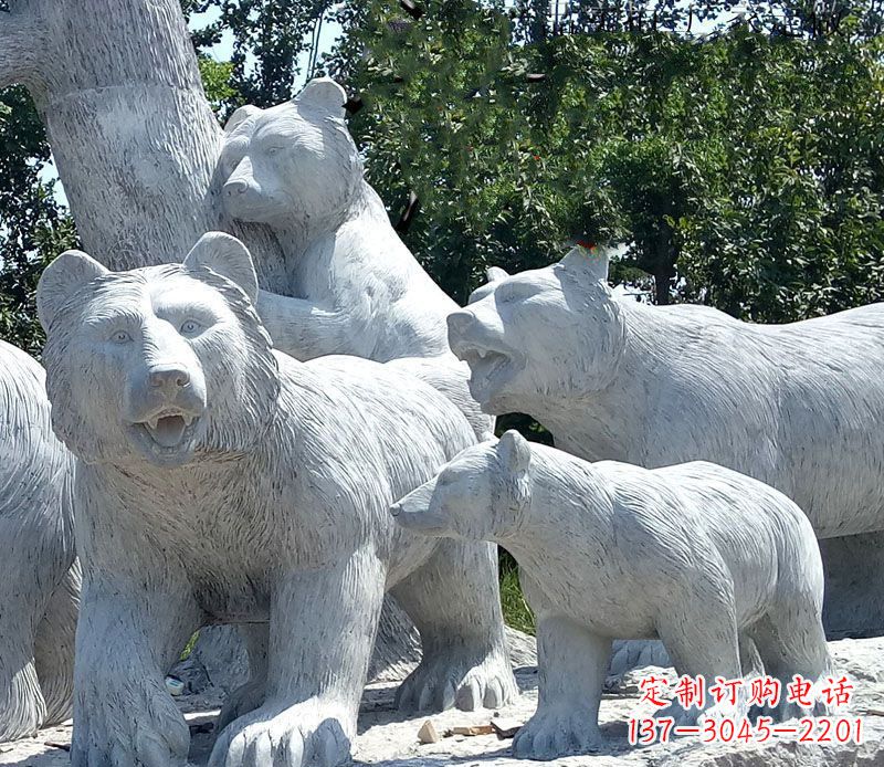 宁波北极熊石雕大理石动物雕塑