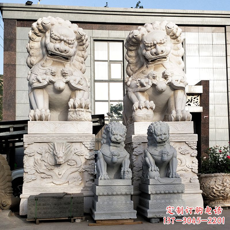 宁波北京的石狮子-景区园林大型汉白玉看门神兽