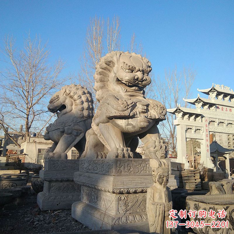 宁波北京石雕狮子-企业楼宇大门动物雕塑摆件