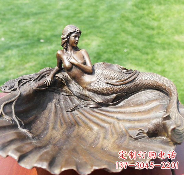 宁波贝壳上的美人鱼园林景观铜雕