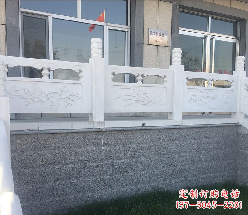 宁波别墅汉白玉栏板景观石雕 (2)