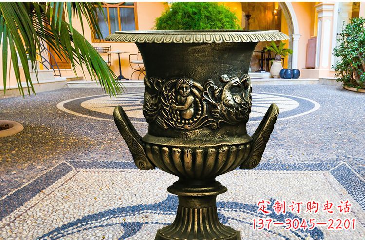 宁波别墅花盆铜雕