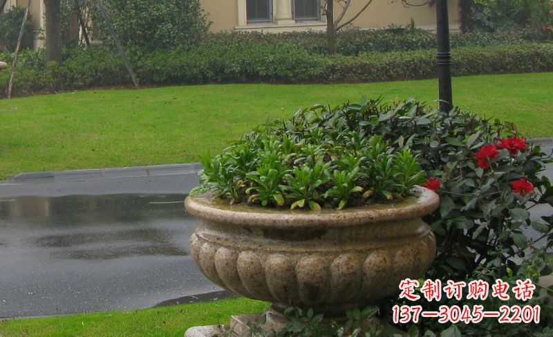 宁波别墅景观大理石花盆石雕 (4)