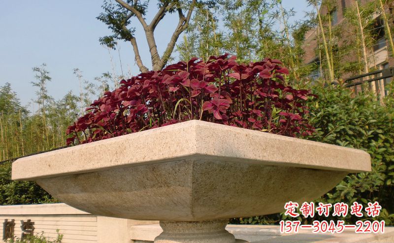 宁波别墅景观大理石花盆石雕_1