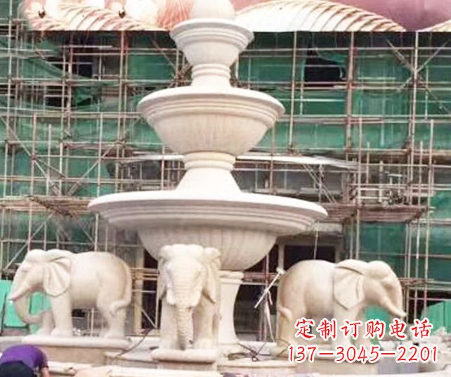 宁波别墅景观大象喷泉石雕