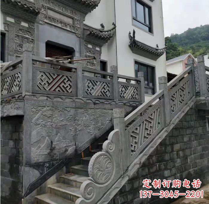 宁波别墅景观仿古石雕栏板_2