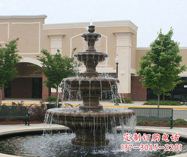 宁波别墅景观石雕多层喷泉雕塑 (3)