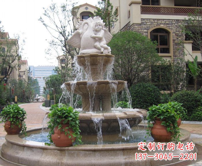 宁波别墅景观天使喷泉石雕 (4)