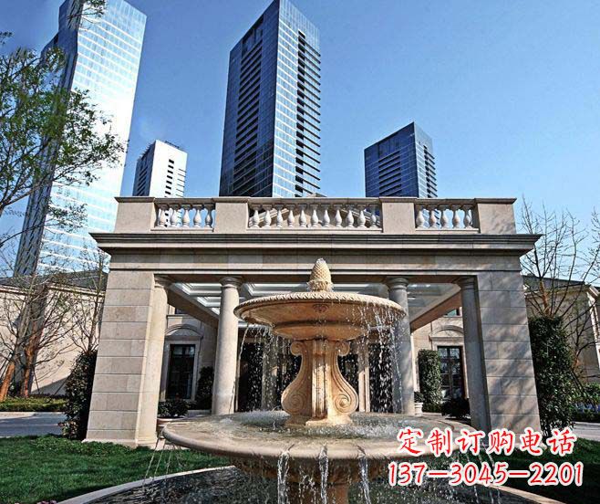 宁波别墅景观晚霞红喷泉石雕 (2)