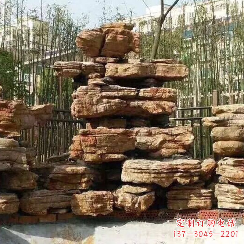 宁波别墅庭院千层石奇石假山