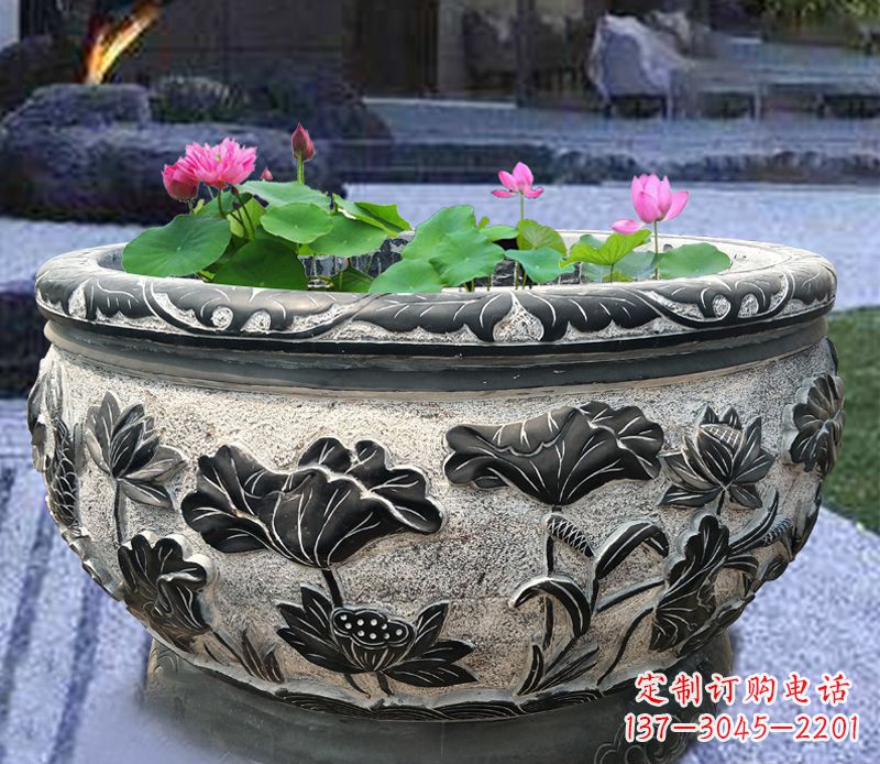 宁波别墅庭院石雕鱼缸