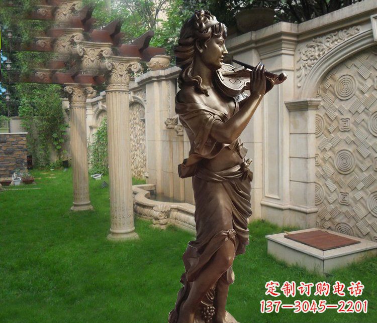 宁波别墅西方女人玻璃钢仿铜景观雕塑