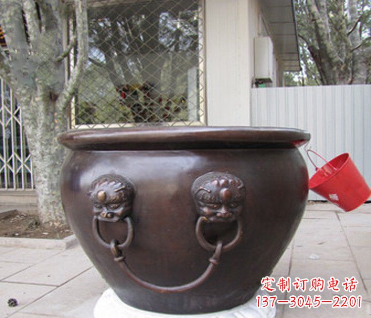 宁波别墅招财水缸铜雕塑摆件 (2)