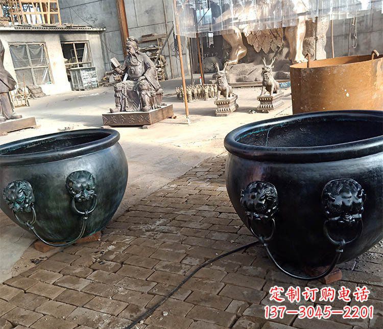 宁波别墅招财水缸铜雕塑摆件 (3)