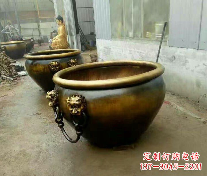 宁波别墅招财水缸铜雕塑摆件 (4)