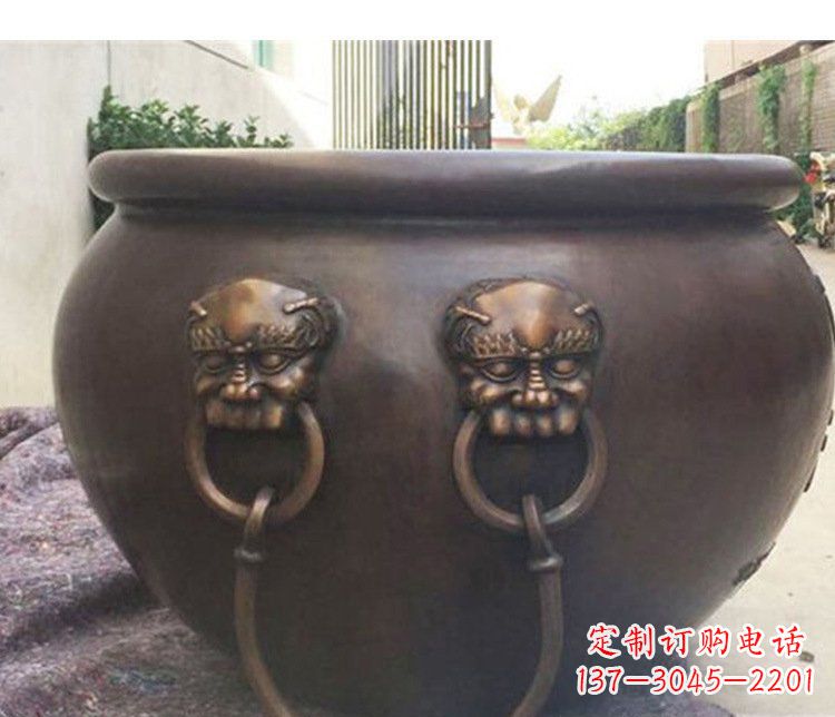 宁波别墅招财水缸铜雕塑摆件
