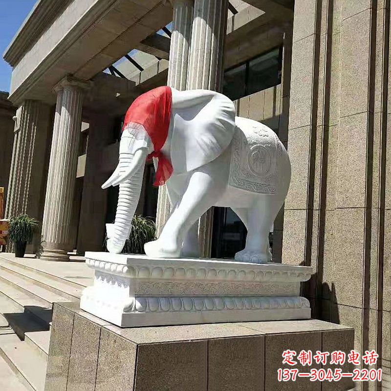 宁波宾馆酒店看门大象汉白玉吉祥动物石雕