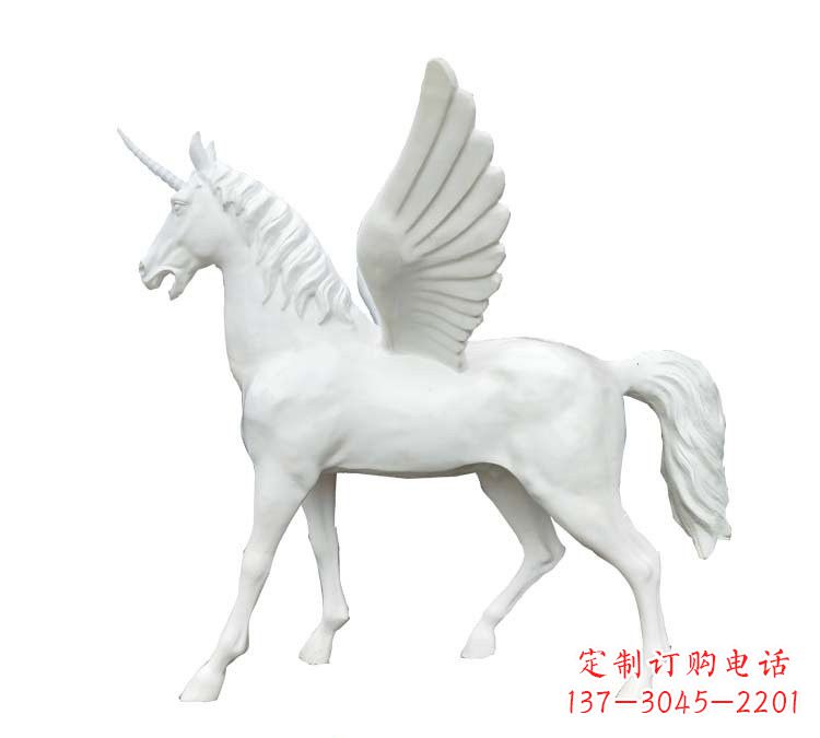 宁波玻璃钢白色飞马雕塑