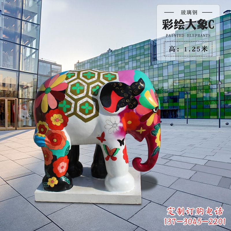 宁波玻璃钢彩绘大象雕像让大象变得更加活跃