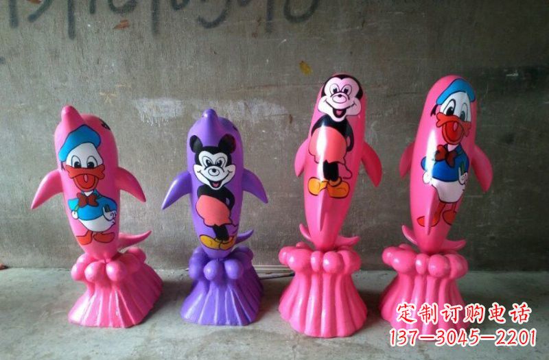 宁波玻璃钢彩绘海豚雕塑