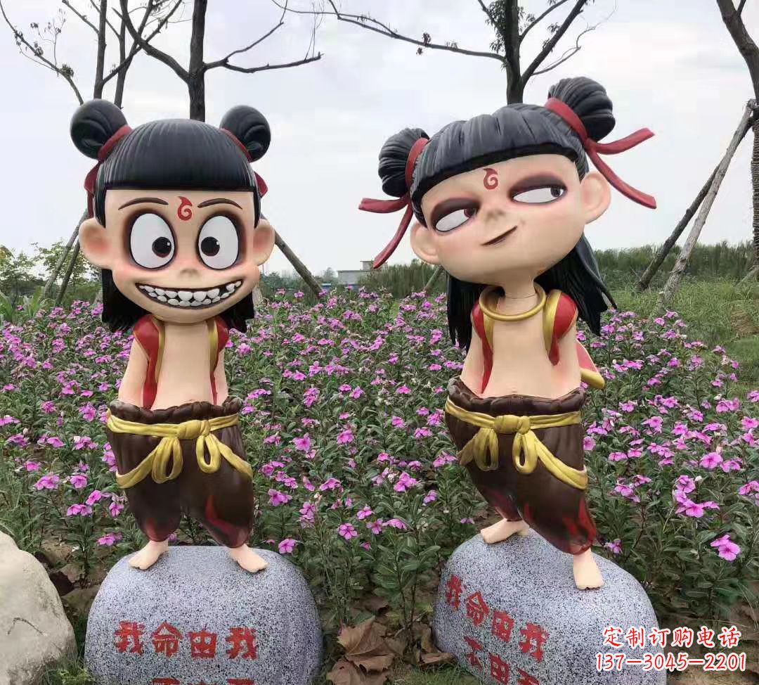 宁波玻璃钢彩绘哪吒卡通人物