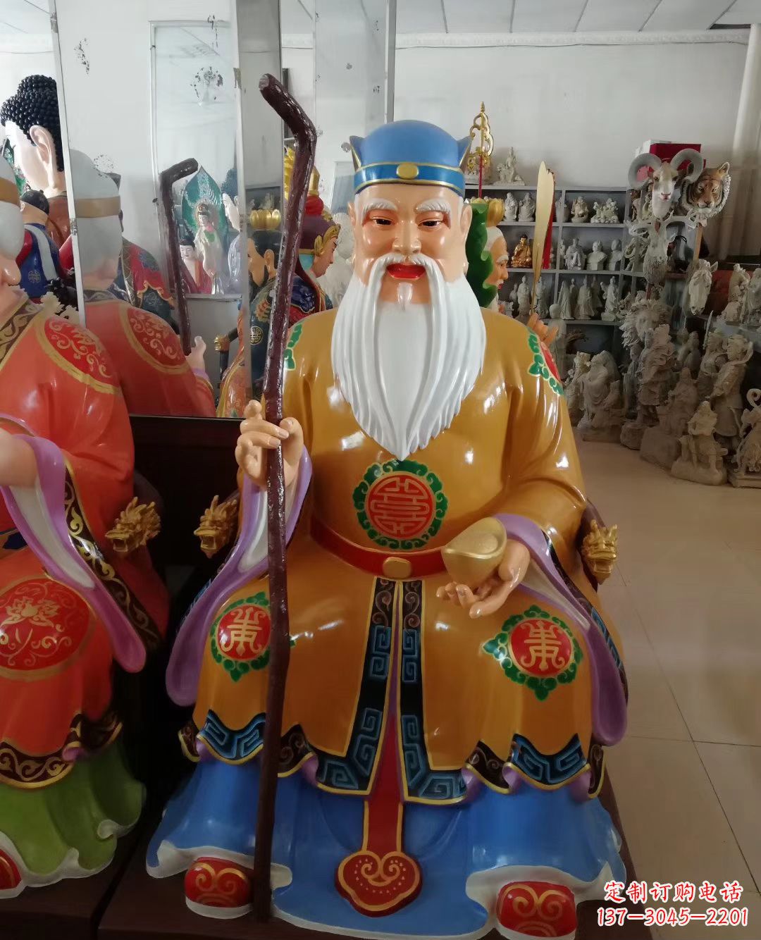 宁波玻璃钢彩绘土地公神像精美的艺术品