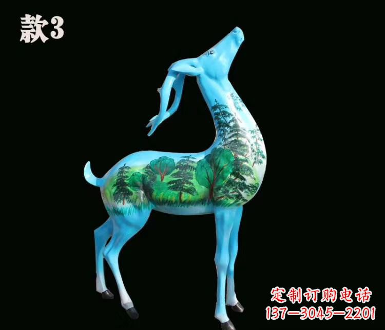 宁波玻璃钢彩绘艺术小鹿雕塑