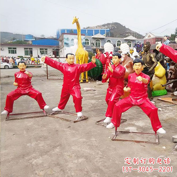 宁波玻璃钢打太极拳的人物雕塑摆件