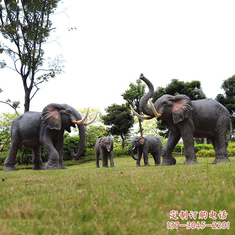 宁波玻璃钢大象仿真大象雕塑-公园景区园林装饰动物摆件