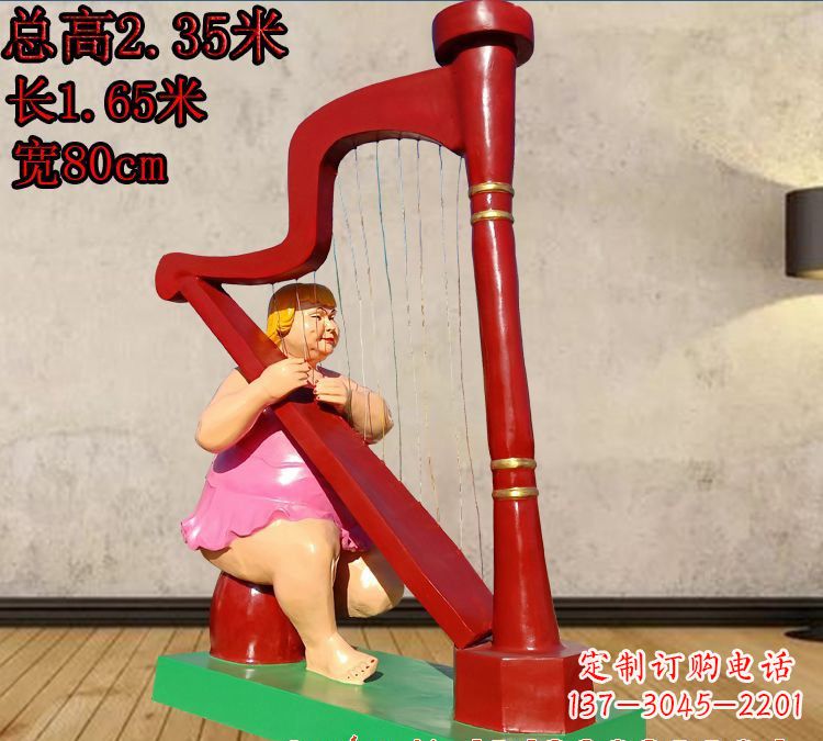 宁波玻璃钢弹竖琴人物雕塑