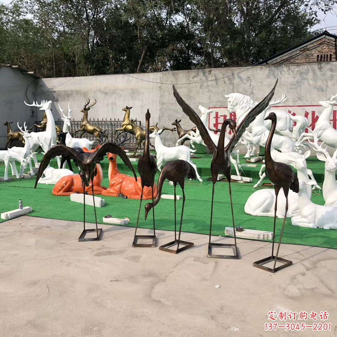 宁波玻璃钢仿铜雕塑仙鹤