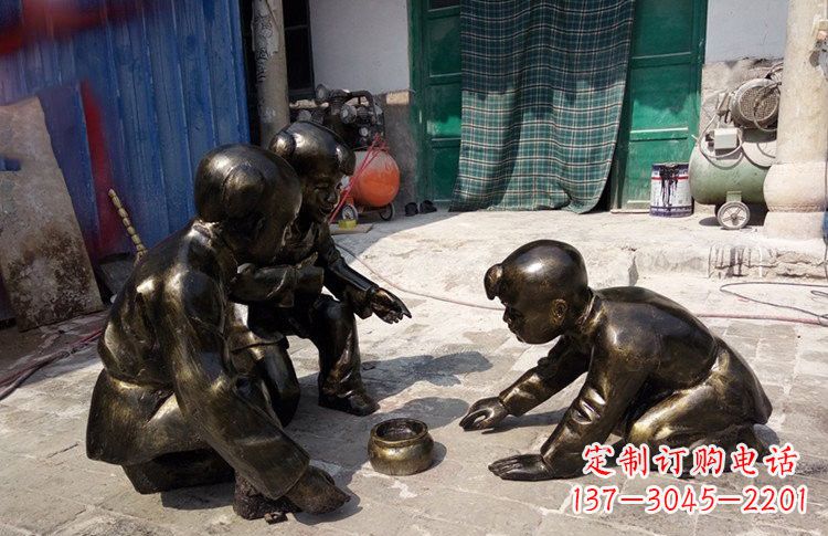 宁波玻璃钢仿铜斗蛐蛐的古代儿童