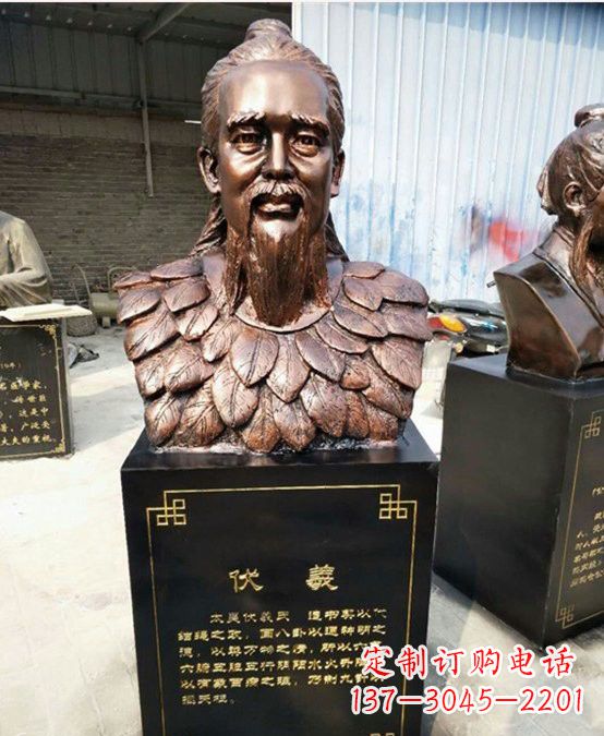 宁波玻璃钢仿铜伏羲头像