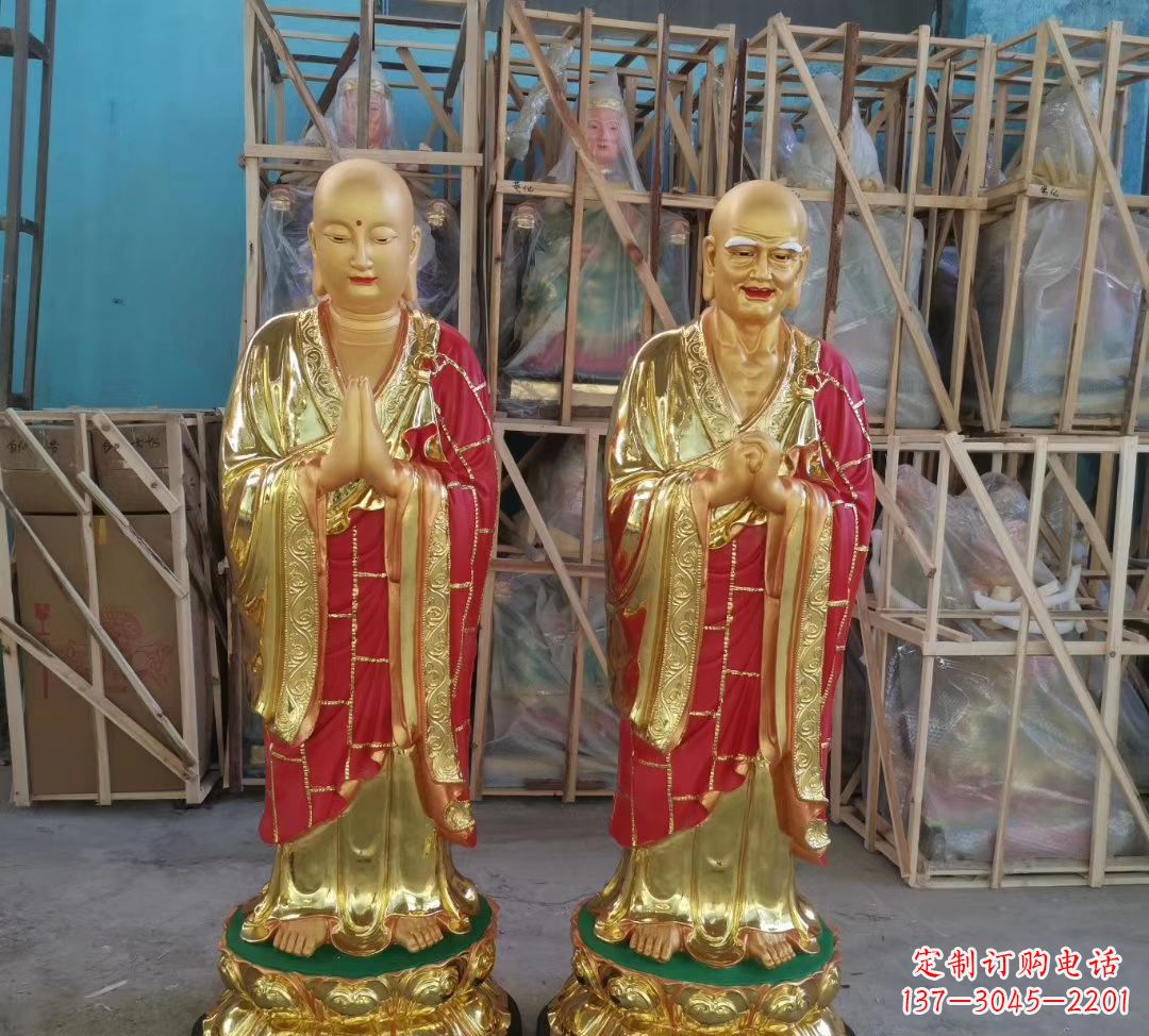 宁波玻璃钢仿铜佛像雕塑寺庙景观雕塑 