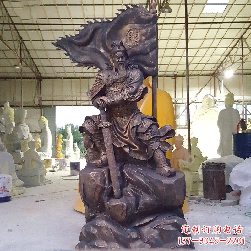 宁波玻璃钢仿铜关公雕塑传承中国传统文化