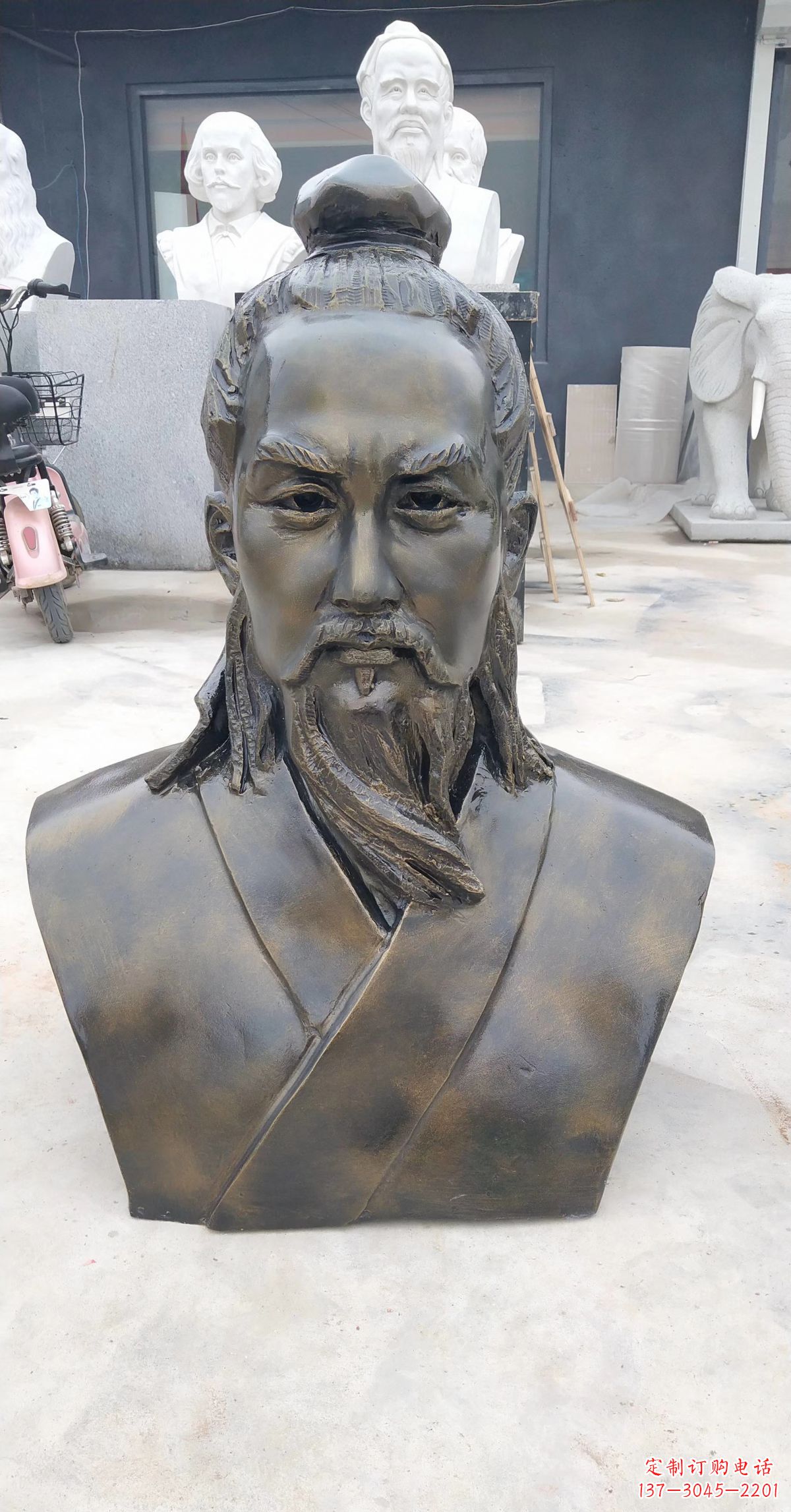 宁波玻璃钢仿铜鲁班头像雕塑