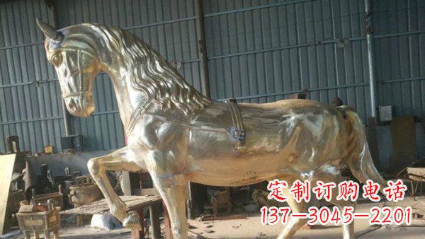 宁波玻璃钢仿铜马公园动物雕塑